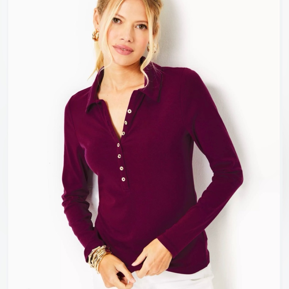 Lilly Pulitzer Reema Polo Top-Amarena Cherry. --Size XL- BNWT